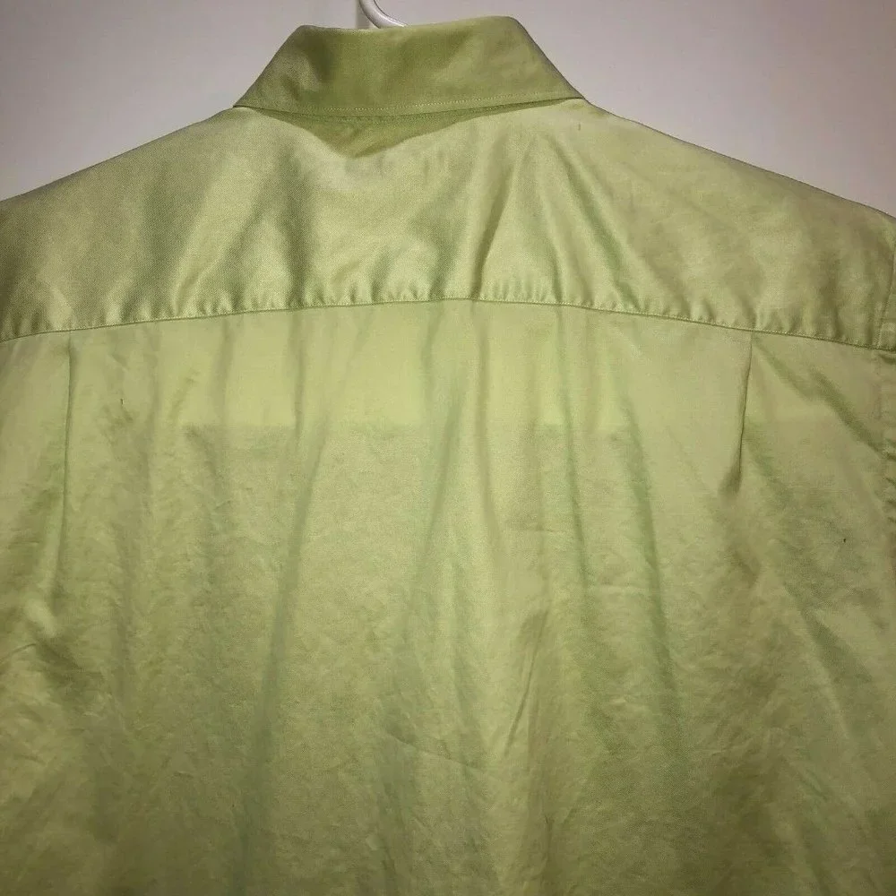 Banana Republic Large Sz 16-16.5 Green Fitted Long Sleeve Button Front Shirt